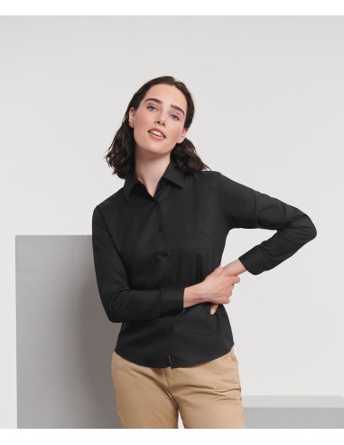 RUS-0R932F0-Ladies' Long Sleeve Tailored Oxford Shirt